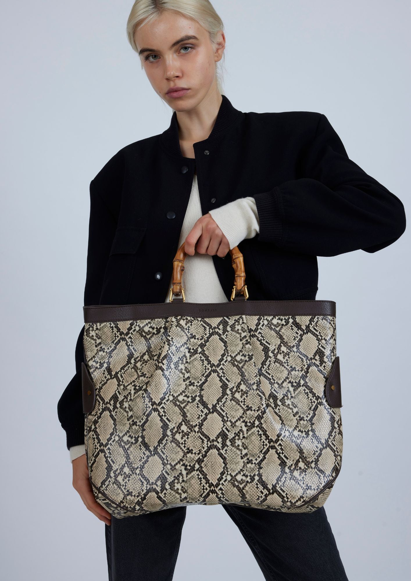 Bolso Large Tote Snake Beige
