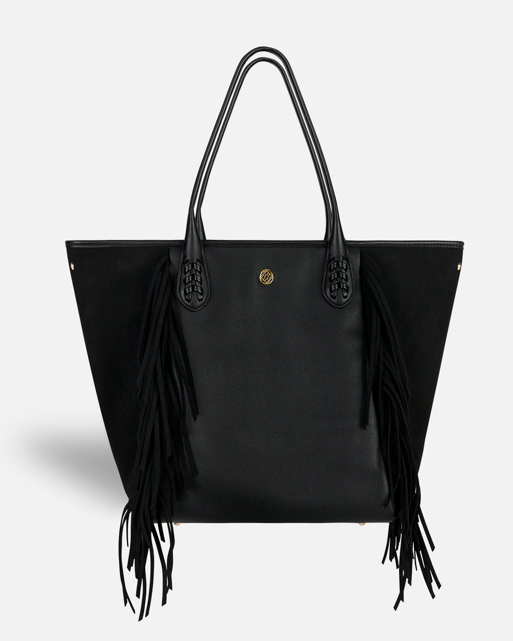 Bolso shopper grande negro con flecos