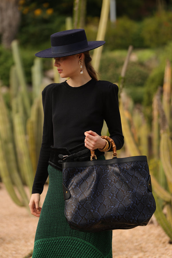 Bolso Large Tote Snake Navy