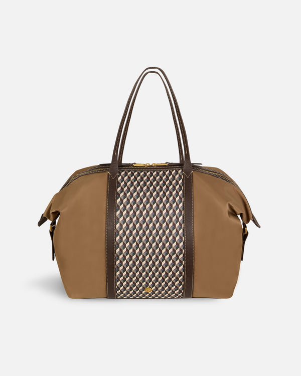 Bolso shopper grande en marrón claro con patrón geométrico Lonbali