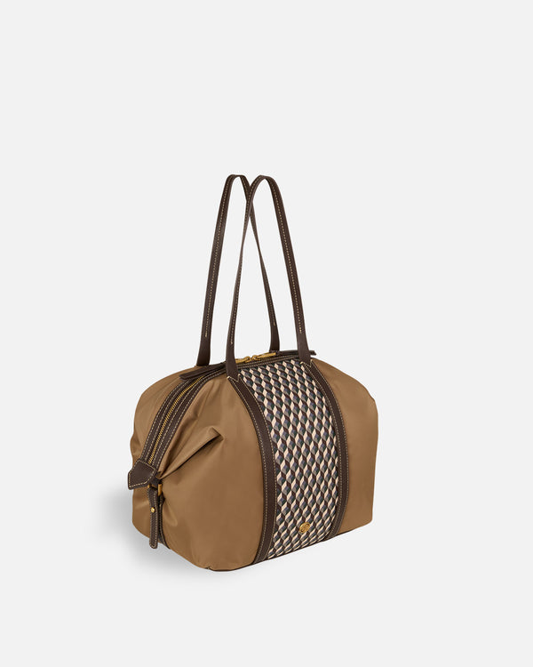 Bolso shopper XL Lonbali color camel con asa marrón