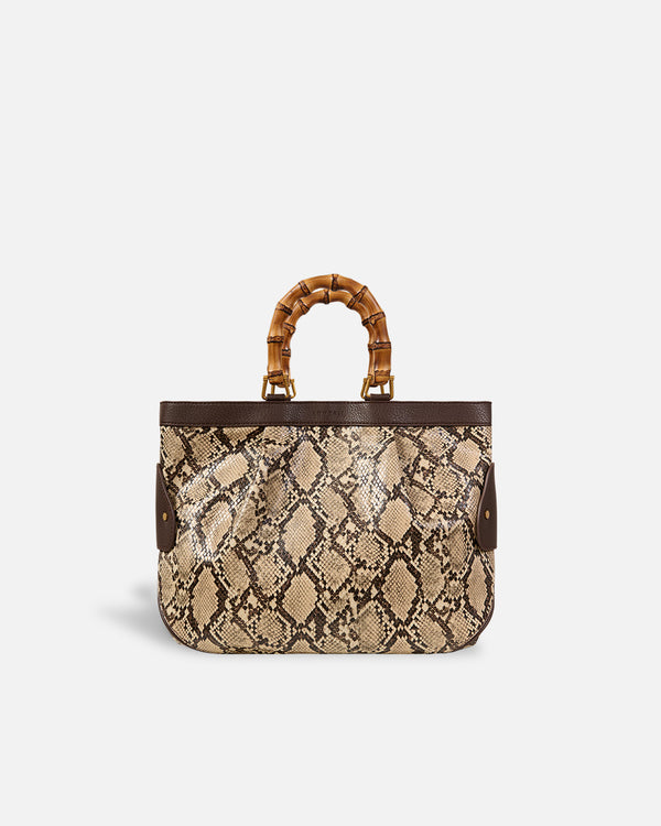 Bolso Medium Tote Snake Beige