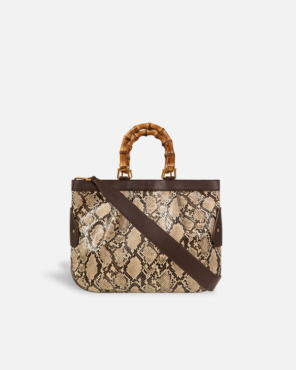 Bolso Medium Tote Snake Beige