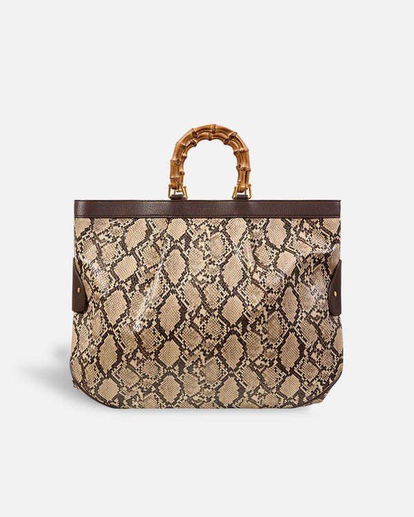 Bolso Large Tote Snake Beige