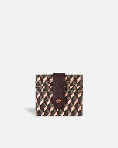 Square wallet for women with brown and green pattern Lonbali
