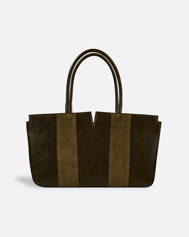 Women's shoulder bag in brown and green tones Lonbali