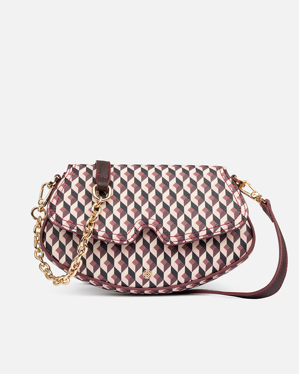 Bolso compacto Lonbali en blanco, marrón y rosa