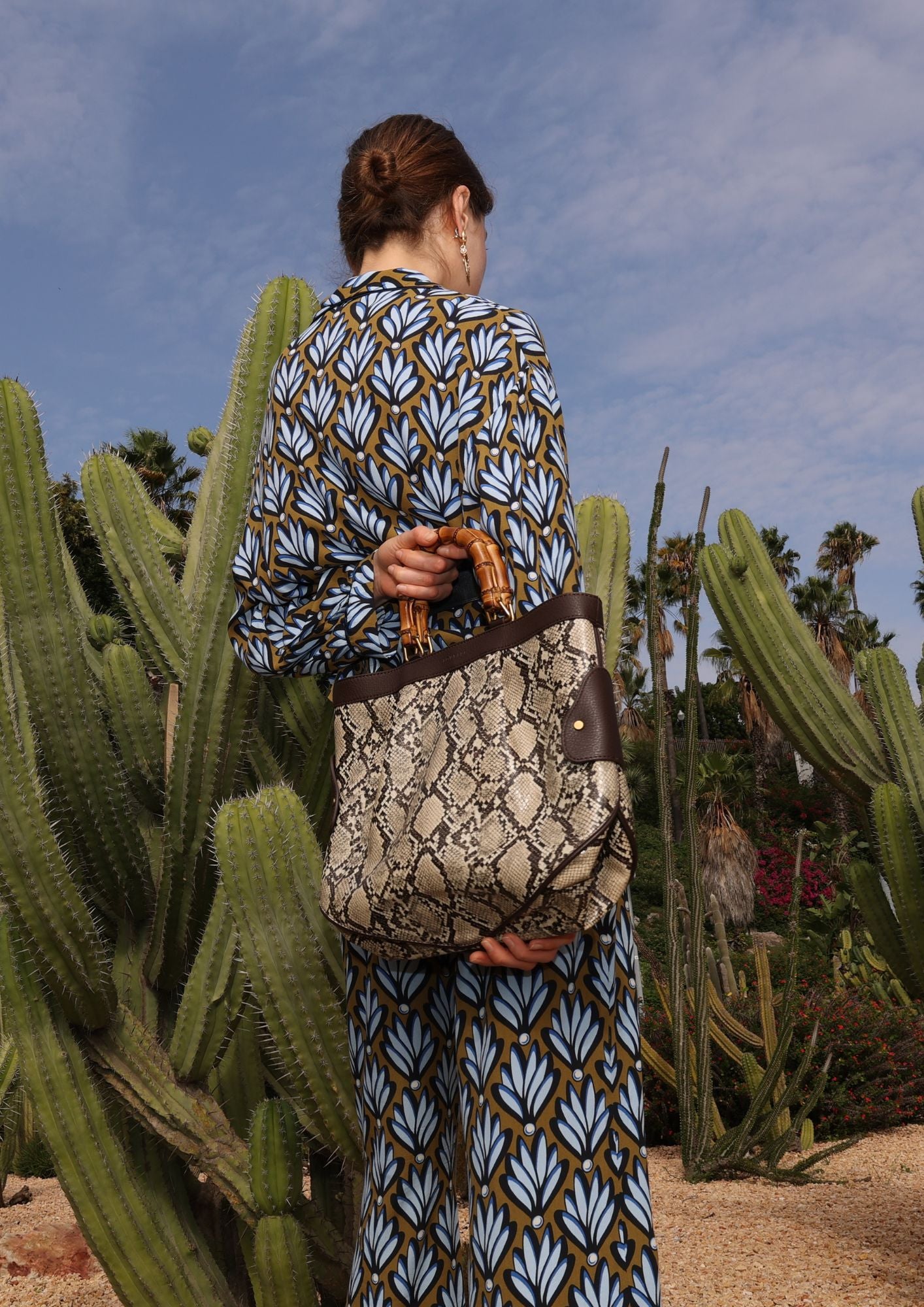 Bolso Medium Tote Snake Beige