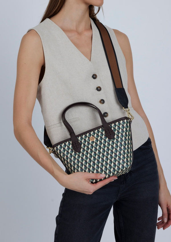 Bolso mini shopper Lonbali con estampado geométrico Souris