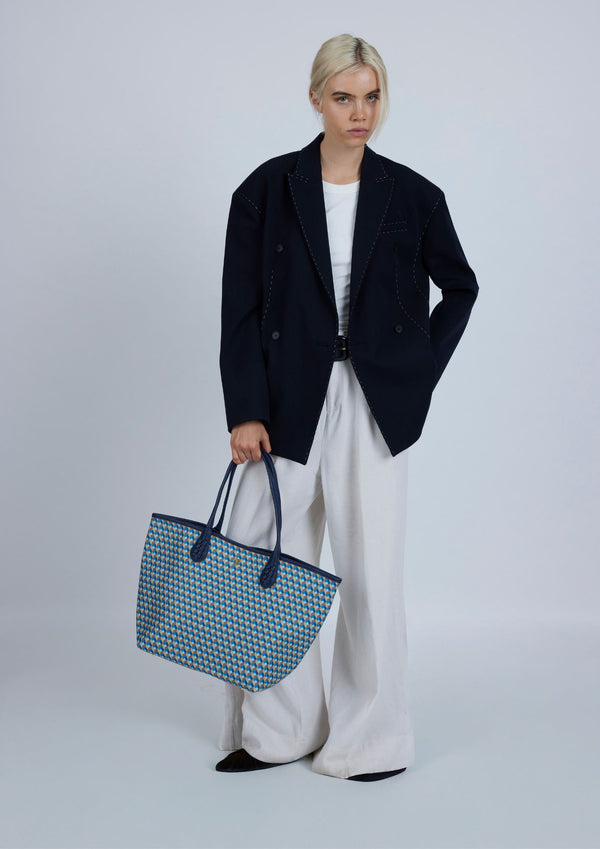 Lonbali shopper bag Lonbali blue, brown, and yellow geometric pattern