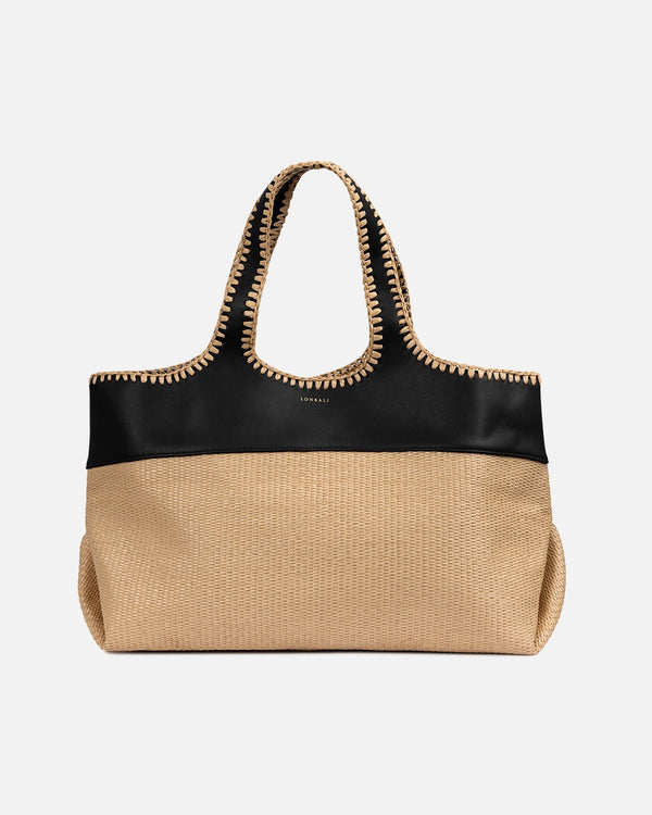 Leblon Raffia Tote (Large, Black)