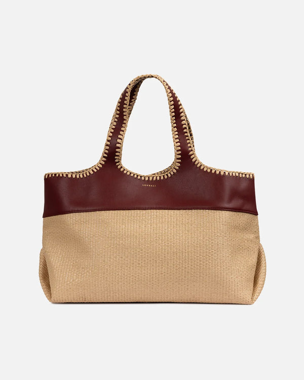 Leblon Raffia Tote (Large, Red)