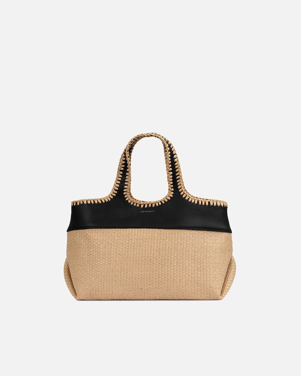 Leblon Raffia Tote (Small, Black)