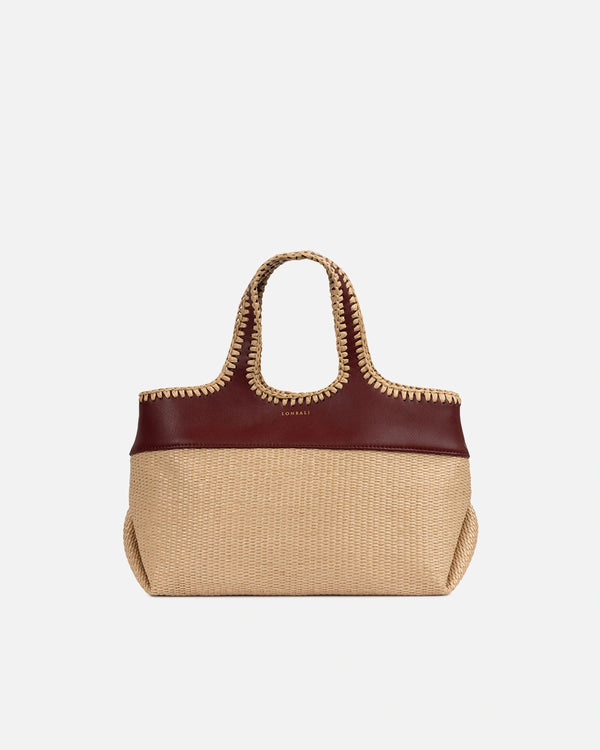 Leblon Raffia Tote (Small, Red)