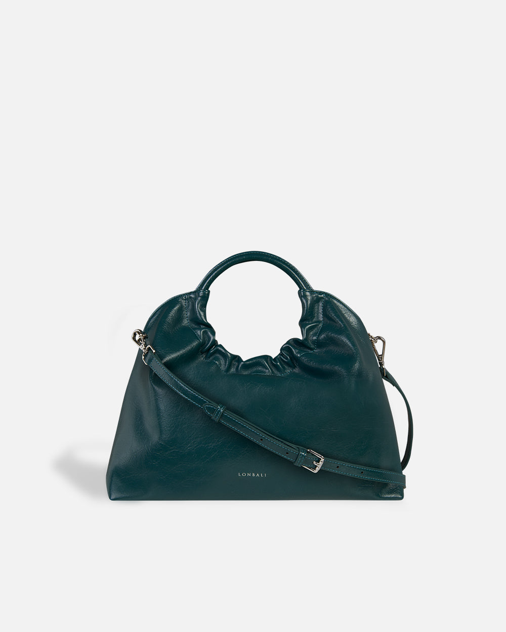 Elegante borsa Lonbali mano Lonbali in pelle verde acquamarina