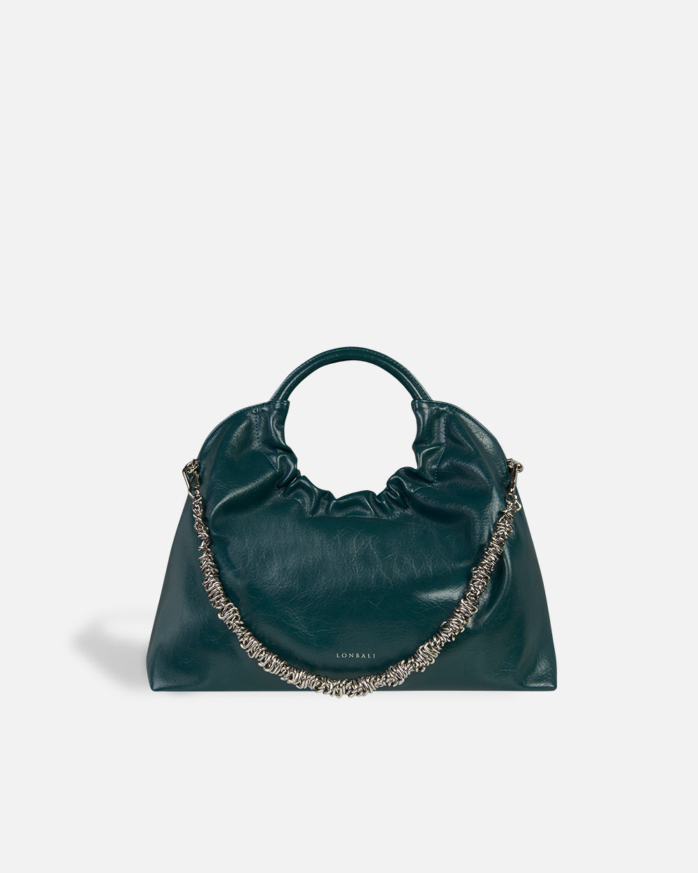 Borsa a mano in pelle verde acquamarina Lonbali