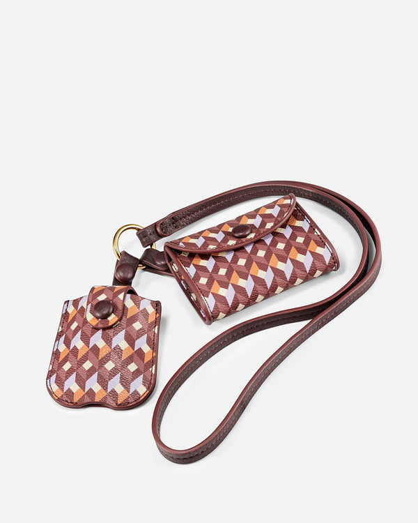 Funda para auriculares Lonbali con diseño geométrico rojo, naranja y lila