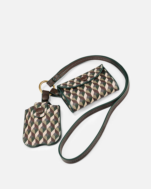 Funda auriculares con estampado geométrico verde, marrón y blanco Lonbali