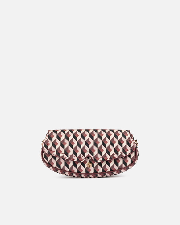 Lonbali glasses case with white, black, and pink geometric print