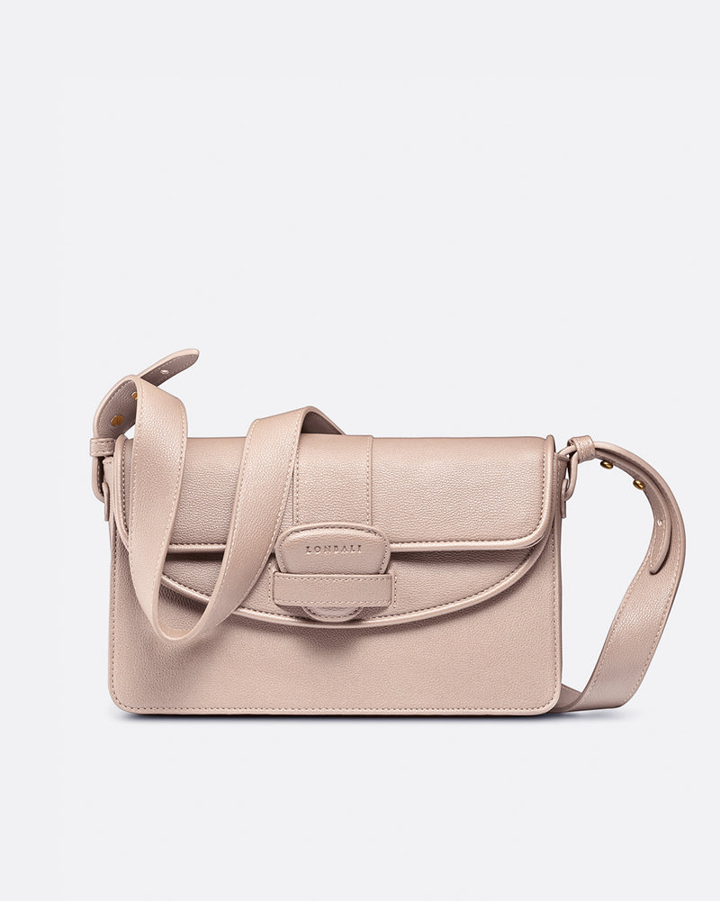 Bolso bandolera en piel beige Lonbali
