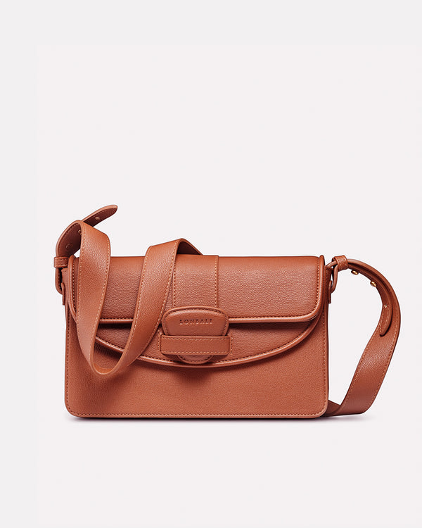 Bolso bandolera en piel marrón camel Lonbali