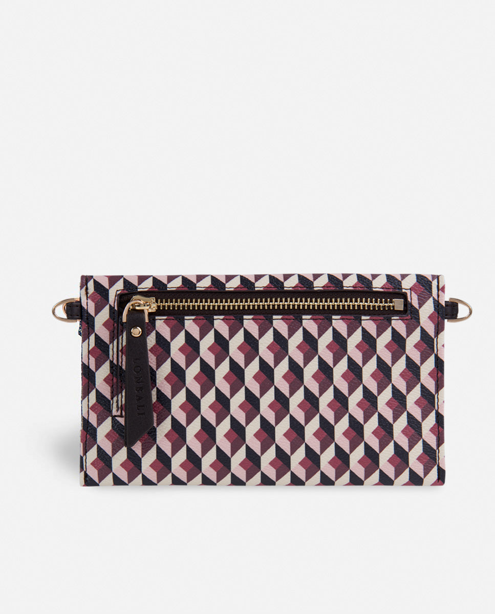 cartera xxl estampado geométrico para mujer con cremallera trasera
