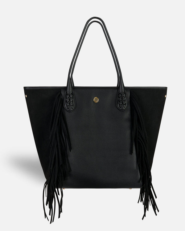 Large black shopper bag with bangs