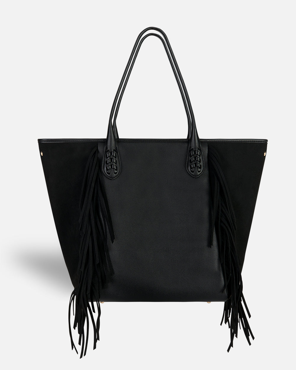 Bolso con flecos negro tipo shopper