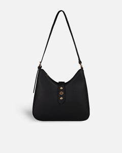 Customizable black shoulder bag with initials