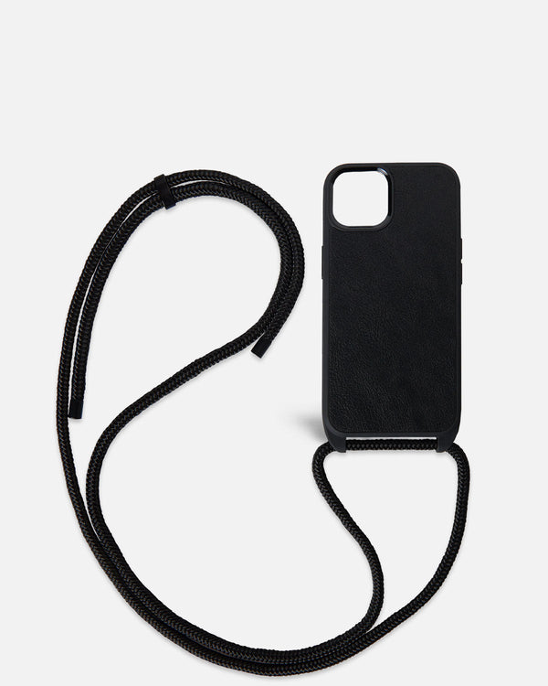 Funda Iphone 13 con cuerda Basic Negro