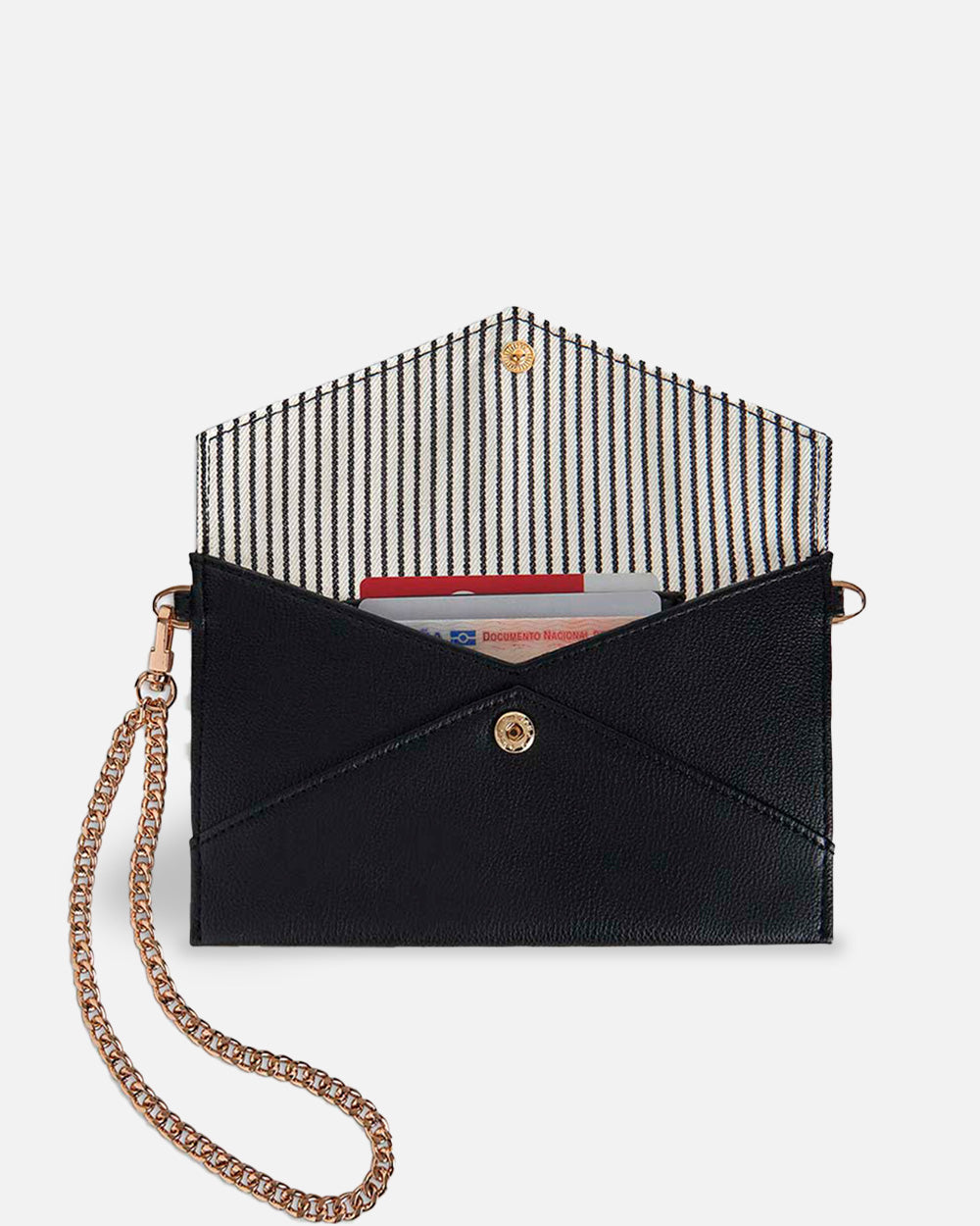 bandolera negra para mujer materiales reciclados interior