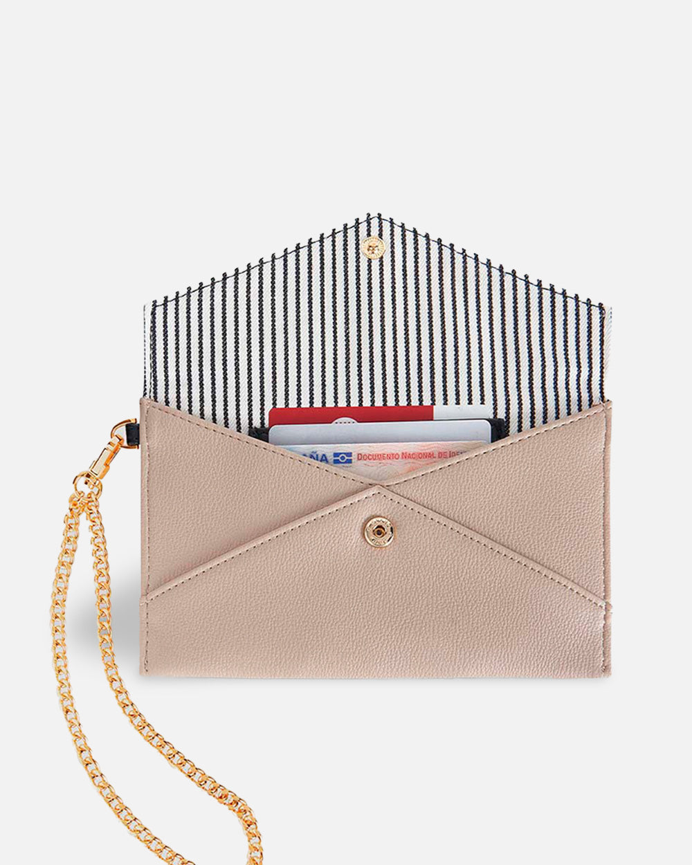 bolso bandolera beige con cierre de botón para mujer interior