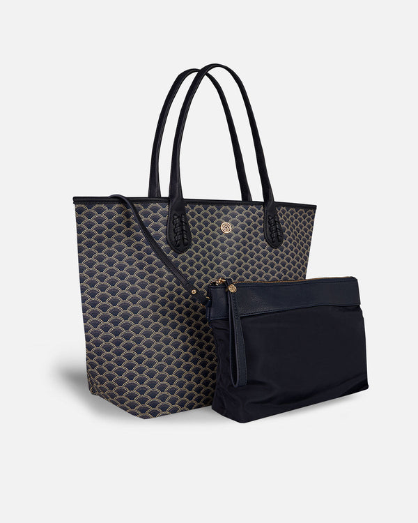 Shopper bag Kubu Navy Blue with matching toiletry bag