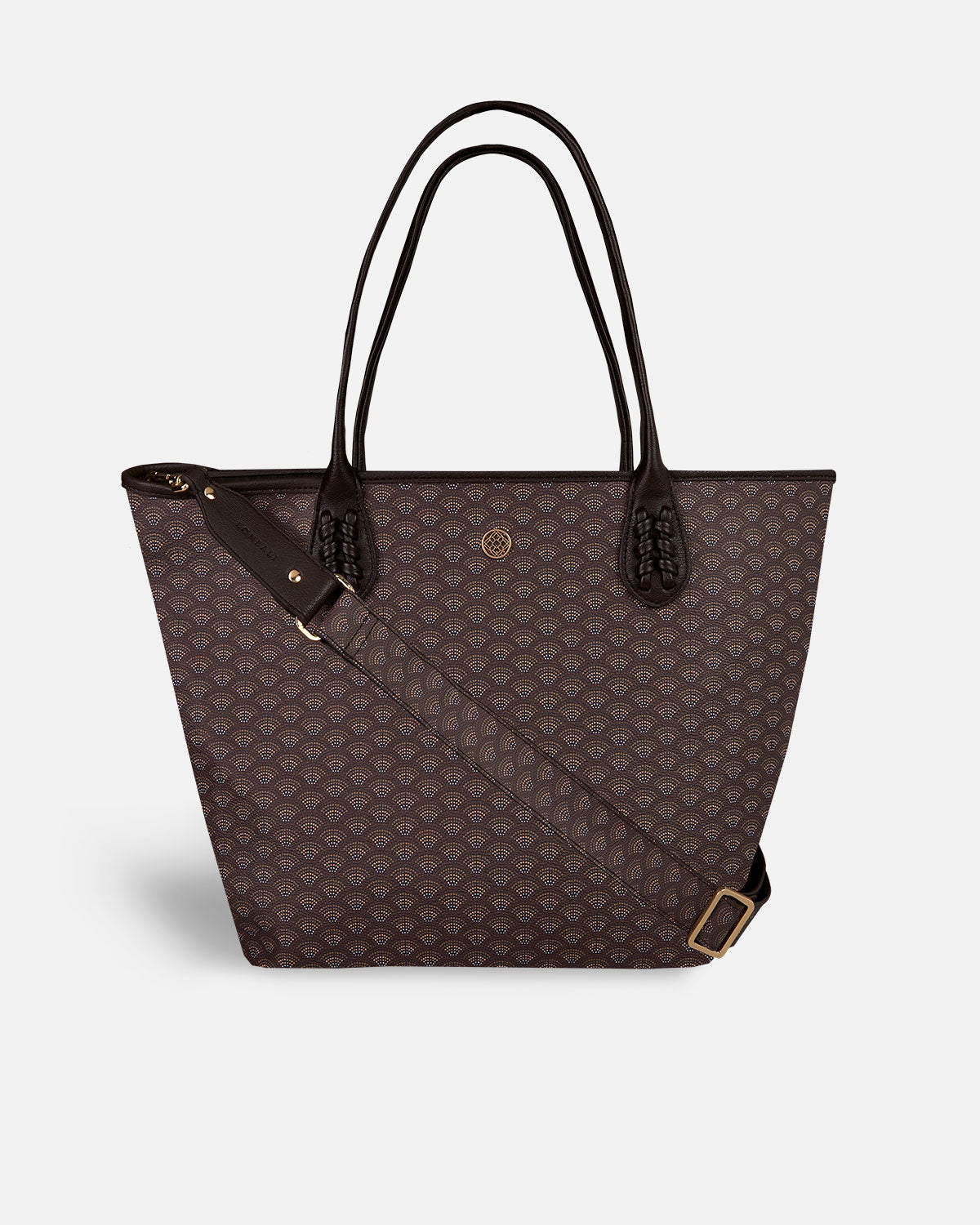 Bolso shopper marron con bandolera a juego
