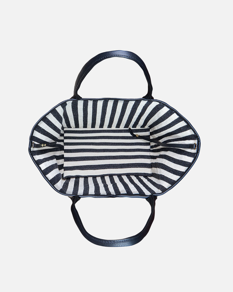 Forro blanco y negro interior de bolso shopper