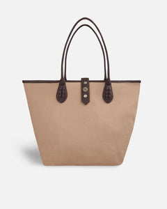 Beige shopper bag that can be personalized with initials