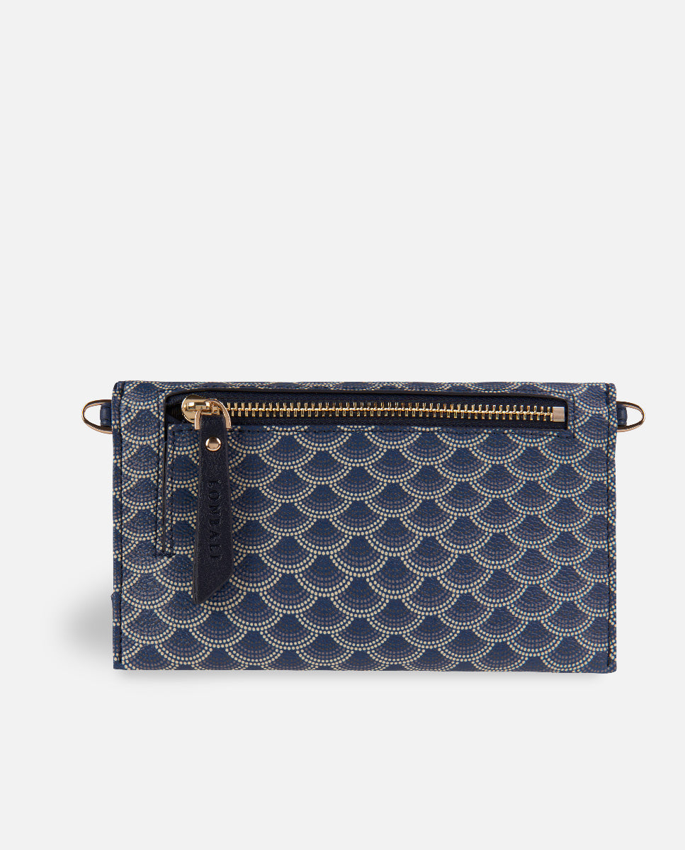 cartera XXL azul con bandolera para mujer con cremallera trasera