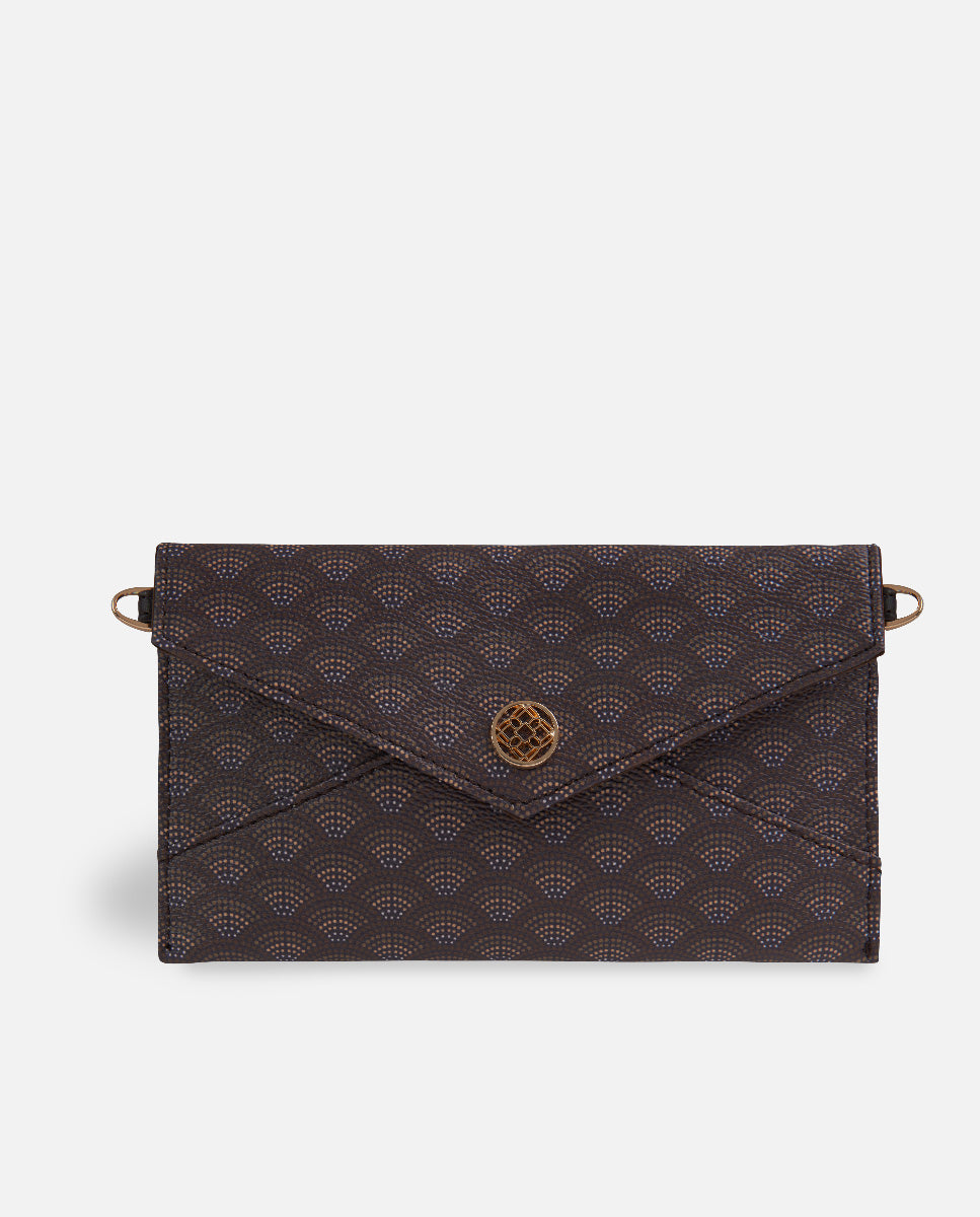 Cartera estampada marrón para mujer