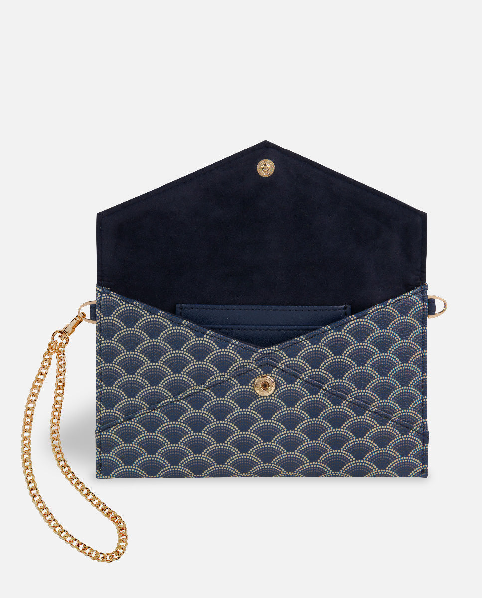 cartera XXL azul con bandolera para mujer interior azul