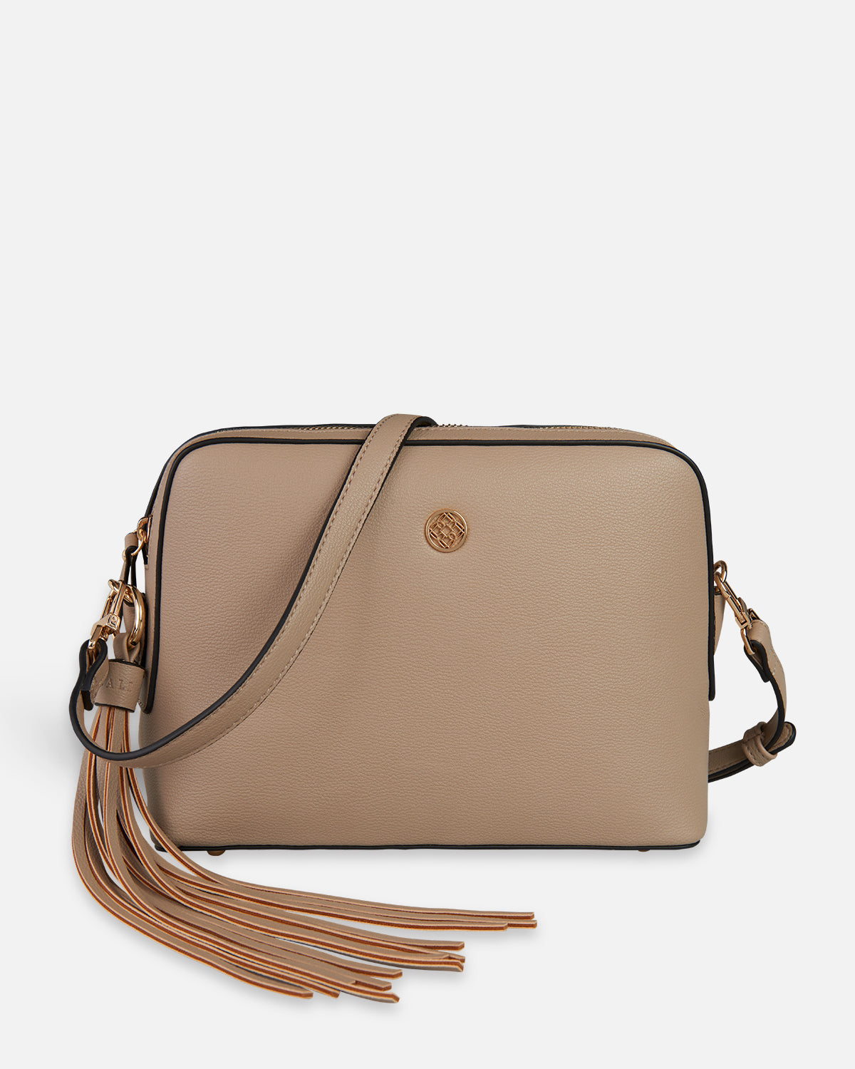 bolso bandolera beige con flecos