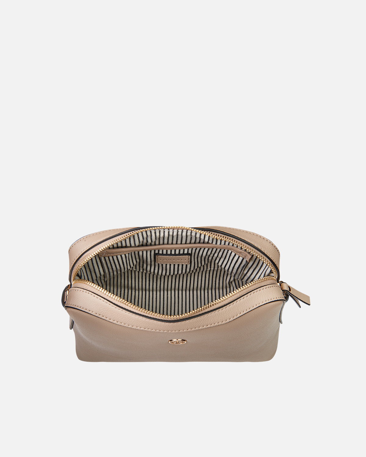 bolso bandolera beige con flecos abierto