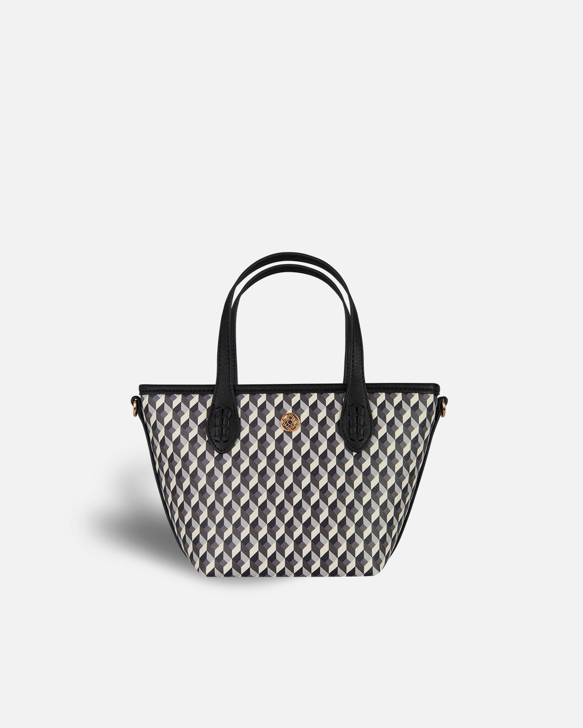 Bolso mini shopper estampado geométrico con asa